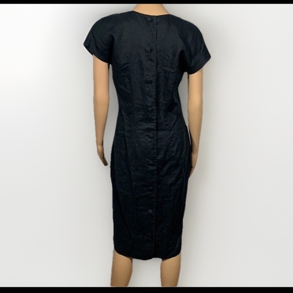 ST. GILLIAN 90’s Black Linen Dress Women's Size 6 Button back - Picture 5 of 7